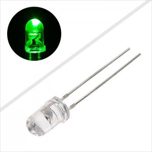 5mm Super Bright Green LED - 525nm - T1 3/4 Through Hole LED w/ 8 Degree Viewing Angle