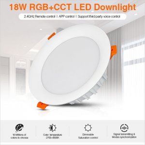 18W WiFi Smart LED Recessed Light Fixture - RGB+CCT LED Downlight - Smartphone Compatible - RF Remote Optional