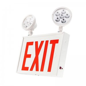 Red LED Exit Sign - NYC Emergency Light with Backup Battery - (2) Adjustable Light Heads