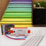 Multi-Color Stair Lighting Kit - Weatherproof Color Changing Aluminum LED Light Bars - Length 90cm