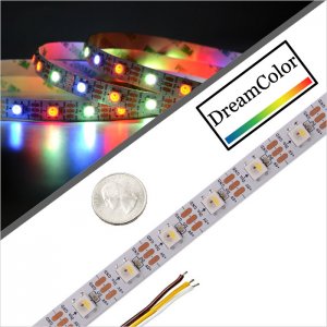 5m SK6812 SPI Digital RGBW LED Strip Light - Single Addressable Color-Chasing LED Tape Light - 18 LEDs/ft - 5V - IP20