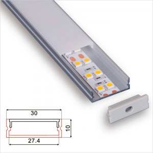 C040 Series 30x10mm LED Strip Channel - Wholesale Price PC Diffuser Aluminum LED Profile