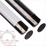 CX-A008N-1B3B Series φ22mm LED Strip Channel - Black Arched Round Diffuser Cover Aluminum Extrusion Profile For LED Strip