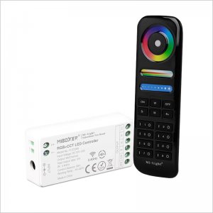 MiBoxer Color-Changing RGB+Tunable White LED Controller with RF Remote - Wi-Fi/Smartphone Compatible - 6 Amps/Channel - Black