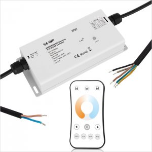 Waterproof 4 Channel Receiver with Tunable White RF Remote - 5 Amps/Channel