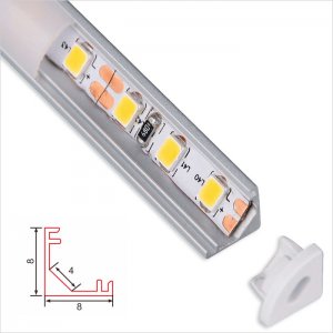 C105A Series 8*8mm LED Strip Channel - Super Slim 4mm Wide Aluminum LED Profile housing - Corner